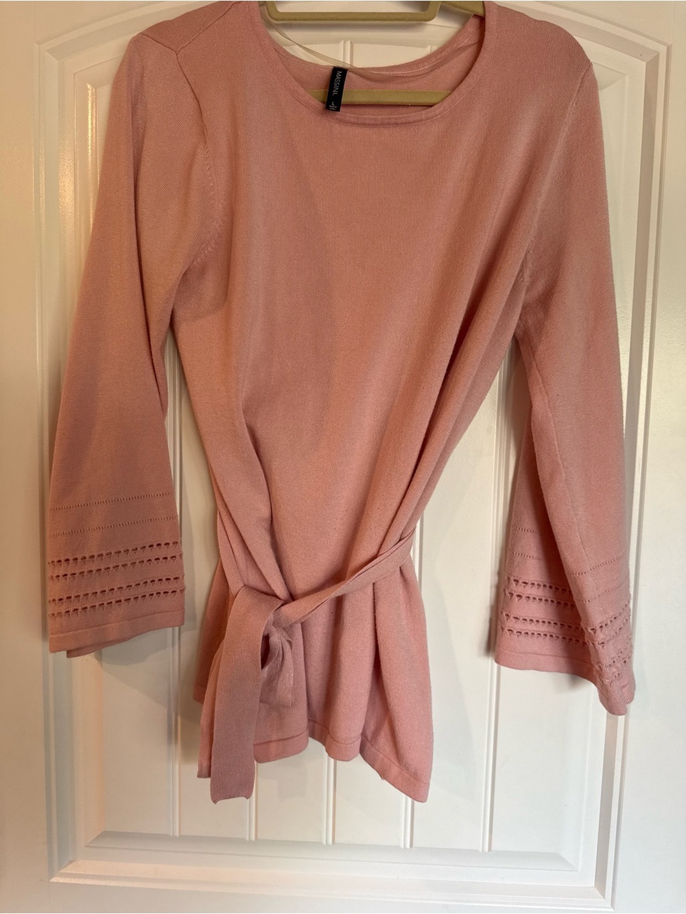 Massini Blush Pink Knit Top with Scoop Neck